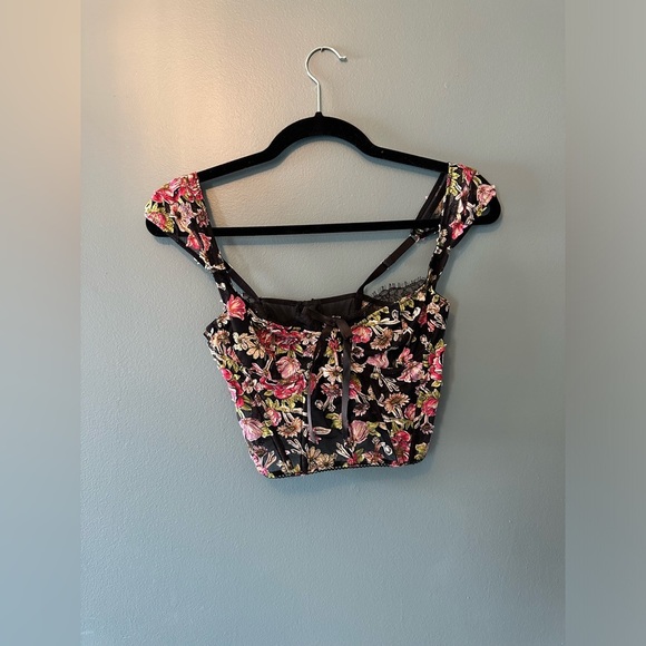 Victoria’s Secret Dream Angels Black Floral Unlined Bra Top Bustier - Picture 3 of 7